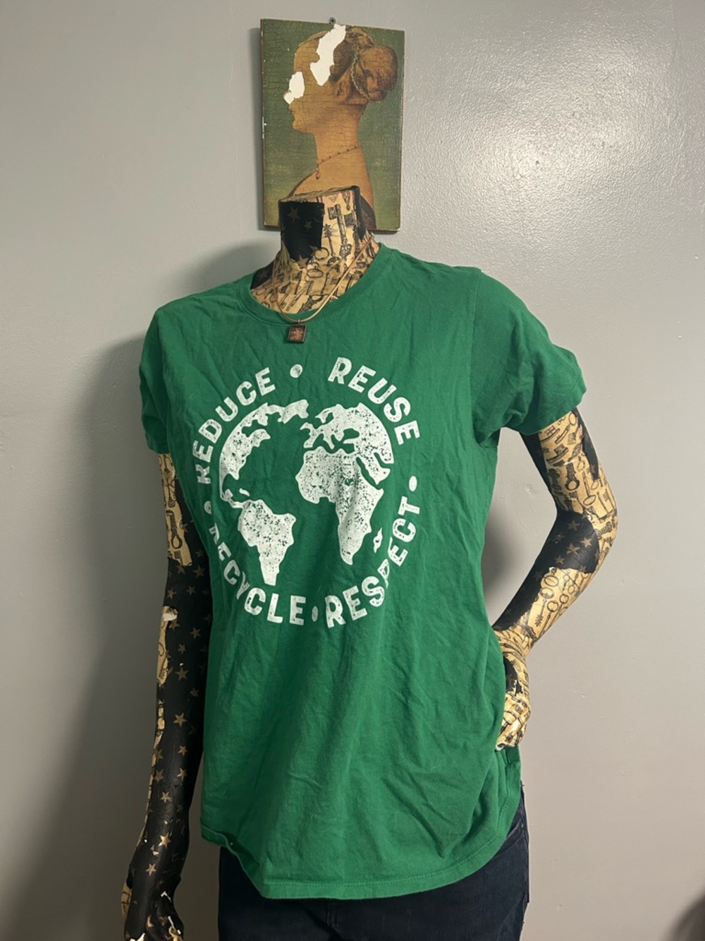 Port and Company Green Graphic 'Reduce Reuse Recycle Respect' Tee